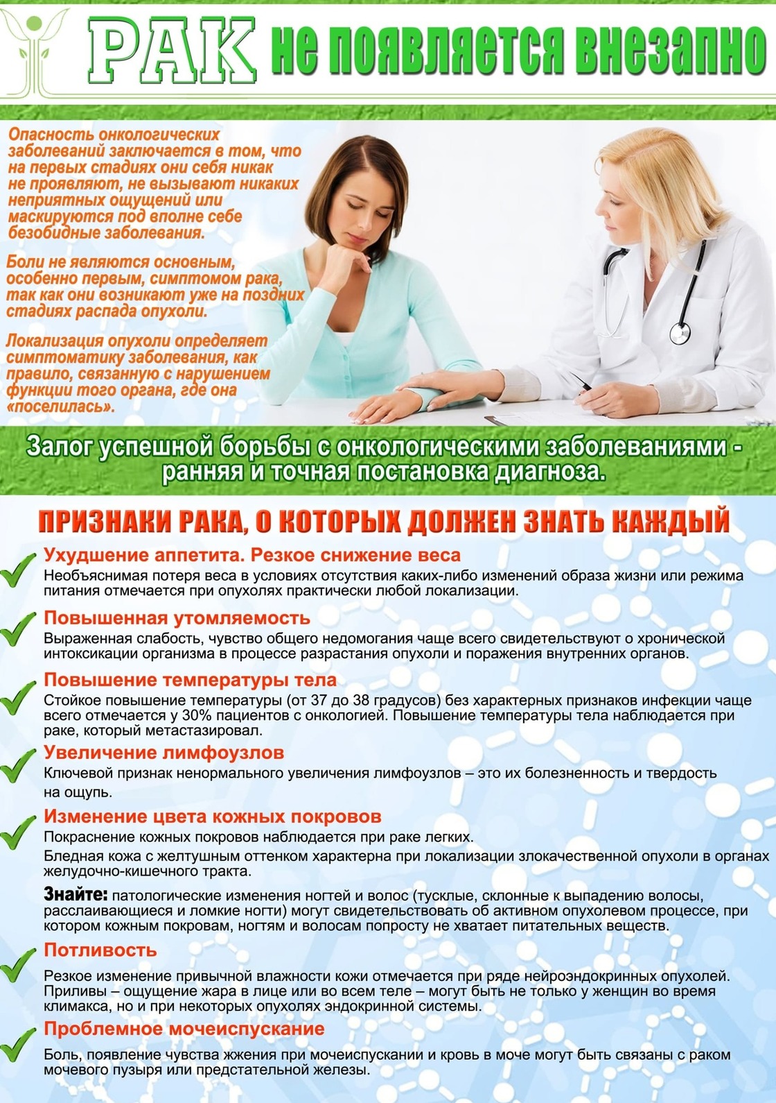 рак не появляется